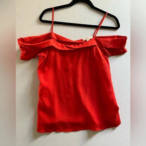 NWT Paper Crown Anthropologie Cerise Open-Shoulder red Blouse Sz S